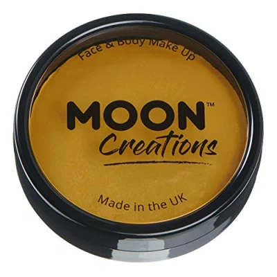Image of Moon Creations Pro Face &amp; Body Makeup Mustard 36g Professional Colour Paint Cake Pots For Painting Kids, Adults, Fancy Dress, Festivals, Halloween