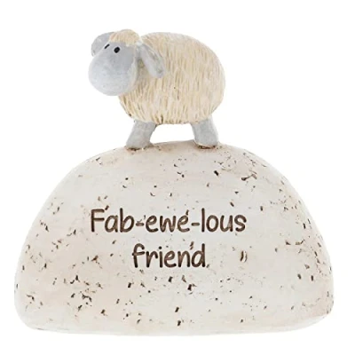 Image of Shudehill Giftware Cute sheep resin figurines with different heartfelt messages on the stone effect base (Nan Ewe are always there for me)
