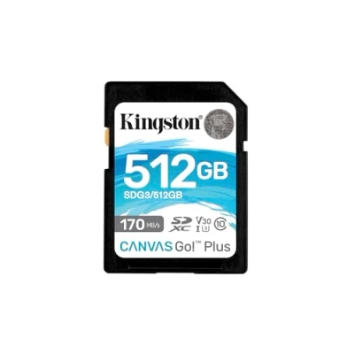 Image of Kingston Canvas Go! Plus SD card 512GB SDXC 170R C10 UHS I U3 V30