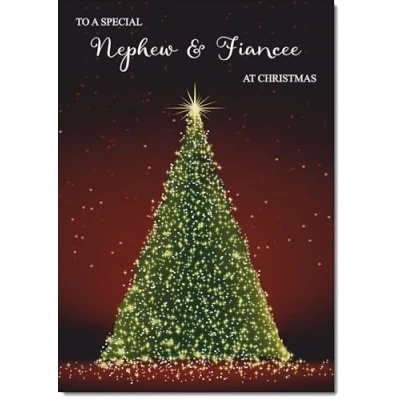 Image of doodlecards Nephew and Fiancee Christmas Card Green Tree Medium Size for &amp; with Plain Envelope