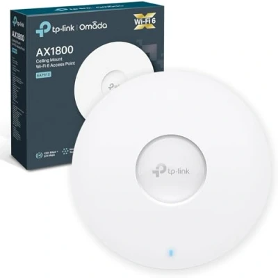 Image of TP Link AX1800 Wi Fi 6 Dual Band Gigabit Ceiling Mount Access Point, Omada Mesh, Power over Ethernet (802.3at) or DC, Easily to Wall Ceiling, Free EAP Controller Software, Easy use(EAP610)