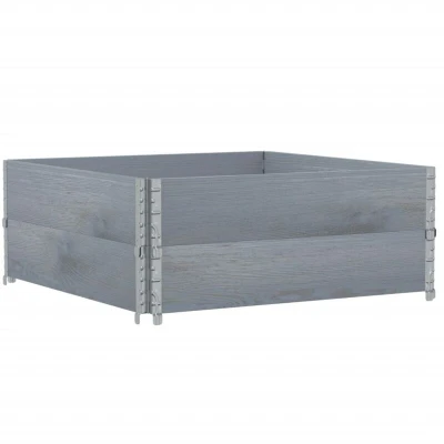 Image of vidaXL Pallet Collars 2 pcs Grey 100x100 cm Solid Wood Pine