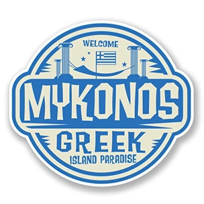 Image of 2 x 10cm Mykonos Greece Vinyl Sticker Decal Laptop Travel Luggage Greek #6493 (10cm Wide 9cm Tall)