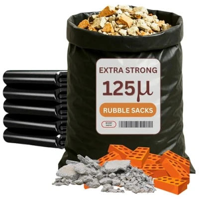 Image of Rubble Sacks Heavy Duty Bags Extra Strong 125 Micron Garden Waste 20 x 30 inch 100kg Load. Highly Tear Resistant for Construction, Household, Timber and Gravel (25)