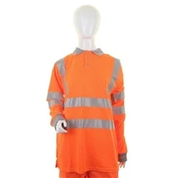 Image of Ladies Hi Vis Long Sleeve Polo Orange Large
