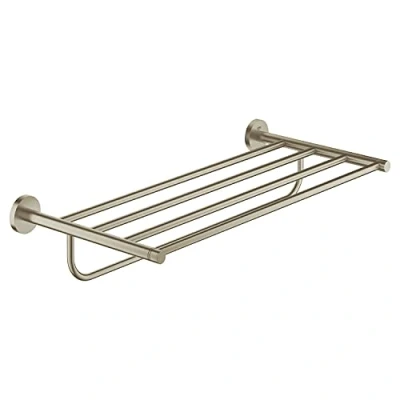 Image of GROHE Essentials Multi Towel Rack, German Engineered, Metal in Brushed Nickel and with Concealed Fastening, 40800EN1