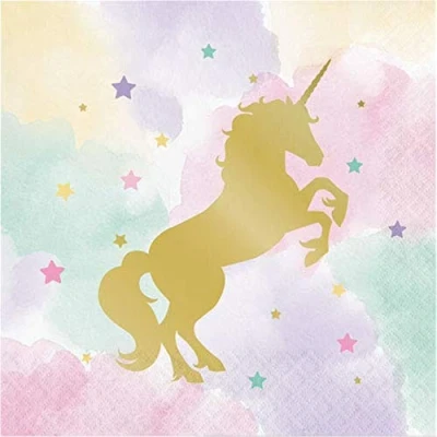 Image of Unicorn Sparkle Paper Lunch Napkins I 3 ply Foil Stamped 16 Pcs., Multi Coloured