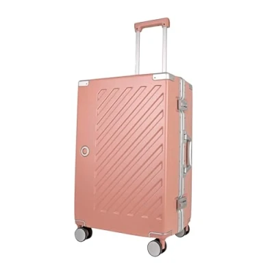 Image of 100% Polycarbonate Zipperless Medium Suitcase, Hardshell Check in Luggage with Double TSA Locks and 4 Wheels, Aluminium Alloy Handle, Flight Case for Travel Pink
