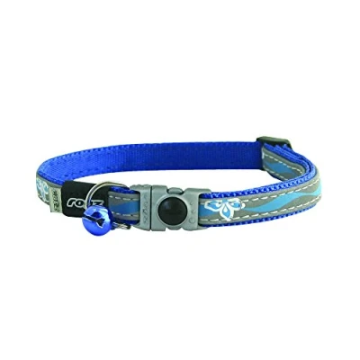 Image of Rogz Catz NightCat Floral Collar, Blue,3/8&quot; Small