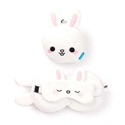 Image of Puckator Relaxeazzz Adoramals Frances the Rabbit Plush Travel Pillow &amp; Eye Mask Sleep Masks Kids Accessories For Sleeping Airplane Flight Plane Neck Pillows