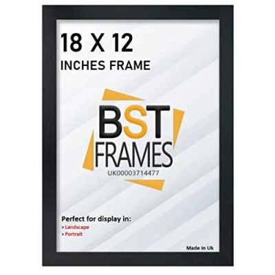 Image of Bargain Shop Az BLACK WOODEN EFFECT PICTURE PHOTO FRAMES (18&quot; x 12&quot; (457.2mm 304.8mm), Black)