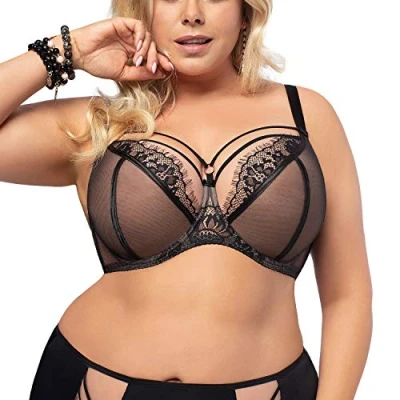 Image of Gorsenia Underwired Lace Non Padded Bra K496 Paradise, Black,32H