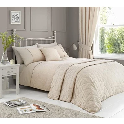 Image of Dreams &amp; Drapes Woven Fearne Duvet Cover Set Single Bed Size in Soft Gold