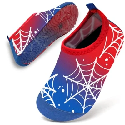 Image of Water Shoes Toddler Kids Baby Infant Boys Beach Swim Barefoot Aqua Socks Non Slip for Swmming Pool Park(Spider Web,26/27)