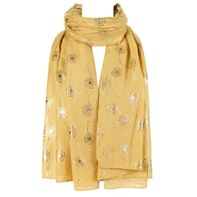 Image of Dandelion Celebrity Designer Scarf Women Shawl Wrap By London Scarfs (Dandelion Mustard)