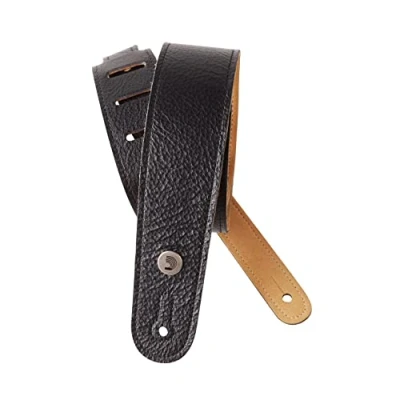 Image of D&#039;Addario Accessories Leather Guitar Strap Accessories, Slim Garment Black