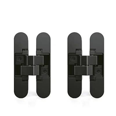 Image of Emuca invisible hinge for access doors, set of two hinges heavy 40 Kg (88,2 lb) load, 180º aperture, zamak, black
