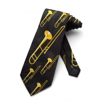 Image of Steven Harris Trombone Music Instrument Necktie Black One Size Neck Tie