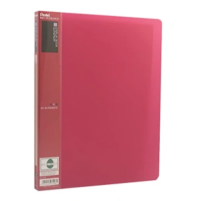 Image of Pentel DCF142B Recycology Display Book Presentation Folder Portfolio Superior from 50% Recycled PP, A4, 20 Pockets, Red