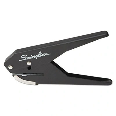 Image of Swingline 1 Hole Punch, 20 Sheet Capacity Puncher, Low Force Plier Paper Black &amp; Silver (74017)