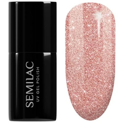 Image of SEMILAC 458 Sparkling Rosé Nail UV Gel Polish Long Lasting and Easy to Apply Soak off UV/Led Perfect for Home Professional Manicure Pedicure 7 ml