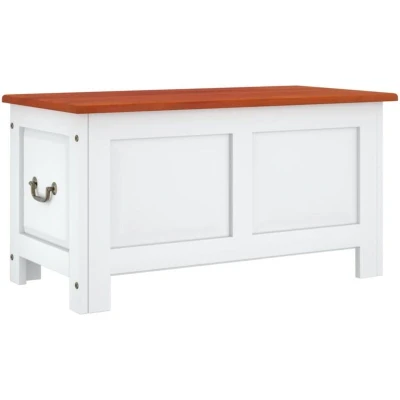 Image of vidaXL Storage Chest with Lid Brown and White Solid Wood Acacia