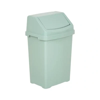 Image of M1SS 50L Litre Plastic Swing Bin Waste Recycle Dustbins Kitchen, Bathroom Rubbish Trash Refused Bins (Silver Sage, 50L)