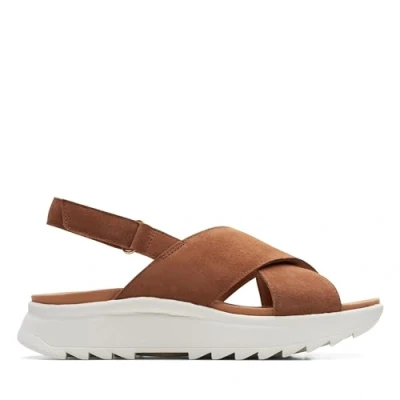 Image of Clarks Women&#039;s Dashlite Wish Sandal, Dark Tan Suede, 3.5 UK