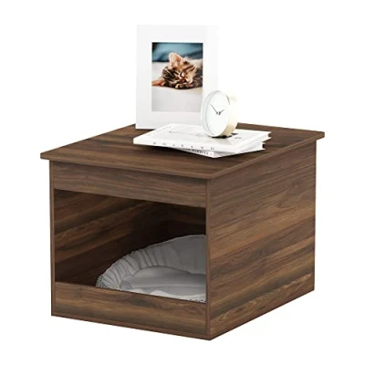 Image of Furinno Peli Top Opening Litter Box Enclosure, Columbia Walnut