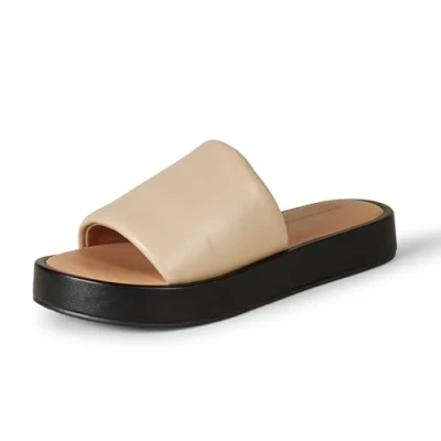 Image of Amazon Essentials Women&#039;s Slide Flatform Sandals, Sand, 6 UK