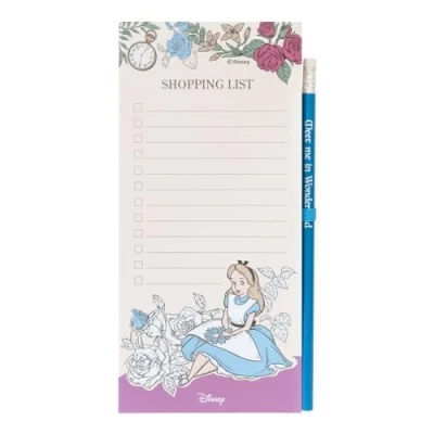 Image of Grupo Erik Disney Alice in Wonderland Magnetic Organiser Shopping List 4 x 8 inches 10 21 cm Notepad Fridge Gifts