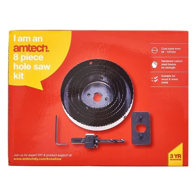 Image of Amtech M1530 8 Piece Circular Hole Saw kit