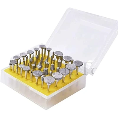 Image of KATSU Diamond Burr Set for Rotary Tool 50PCs 3mm Shank Die Grinder Electro Plated Drill Bits Grit #120 Engraving Carving Grinding Polishing Sanding 124307