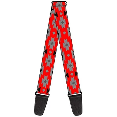 Image of Buckle Down Guitar Strap Navajo Gray/Red/Gray/Black 2&quot; Wide 29 54&quot; Length