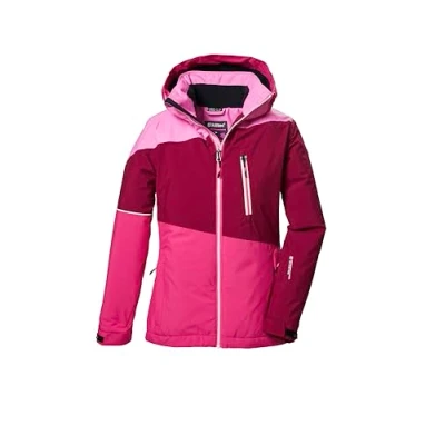 Image of Killtec KSW 331 GRLS 42091 000 Girls&#039; Ski Jacket with Hood and Snow Guard Dark Raspberry 152