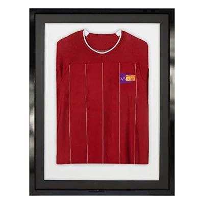 Image of Vivarti DIY Adult 3D Mounted Sports Shirt Display Frame for Football Shirt, Rugby Band Shadow Box 60 x 80cm Gloss Black Frame, Mount, White Backing Card