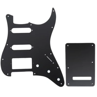 Image of Musiclily SSH 11 Hole Strat Guitar Pickguard and BackPlate Set for Fender USA/Mexican Standard Stratocaster Modern Style, 1Ply Matte Black