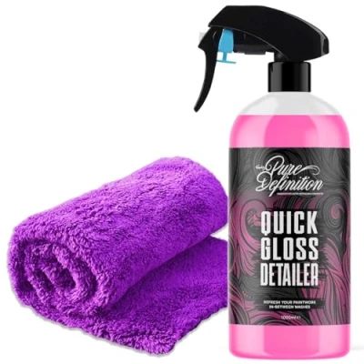 Image of Quick Detailer Spray, Clay Lube and Wax For Car, High Gloss Shine Finish, Great Showroom Care Cleaning Pure Definition (1000ml + Towel)