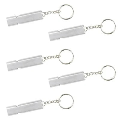 Image of Zuofan 5 Pcs Emergency Survival Whistle,Double Tube Whistles,Silver Double Outdoor Whistle Camping Whistle,for Hiking Hunting Boating Sports Dog Training