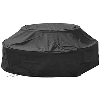 Image of Woodside 8 Seater Black Round Outdoor Garden Picnic Table Cover 1.15m 1.8m x 0.5m 0.76m/3.8ft 5.9ft 1.6ft 2.5ft