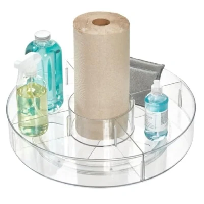Image of iDesign 47,7cm Lazy Susan Turntable with 4 Divided Compartments, Clear Recycled Plastic