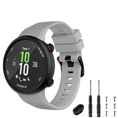 Image of GVFM Strap Compatible with Garmin Forerunner 45, Sport Silicone Wristband Arm Band Replacement Bracelet for 45 and Swim 2 (Grey)