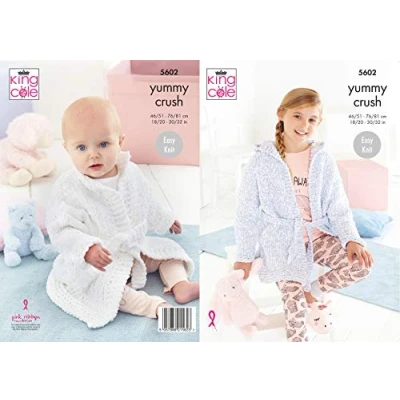 Image of King Cole 5602 Knitting Pattern Baby &amp; Childrens Dressing Gowns in Yummy Crush Chunky