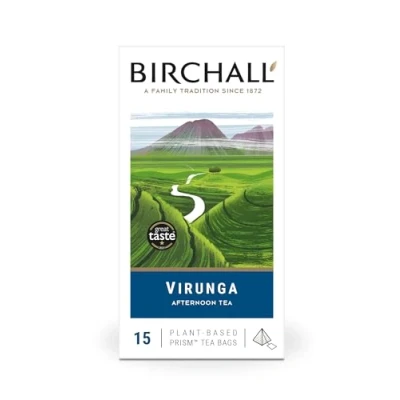 Image of Birchall Tea Bags, Virunga Afternoon Tea, Black Bursting with Full Flavour, Perfect Vegan Gifts, 15 Plant Based Prism Bags