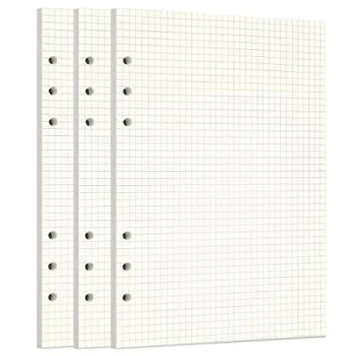 Image of Zelten 3 Pack A5 135 Sheets/270 Pages Squared Loose Leaf Punched Paper Refills for 6 Hole Binder Personal Organizer Diary Notebook Refillable Planner