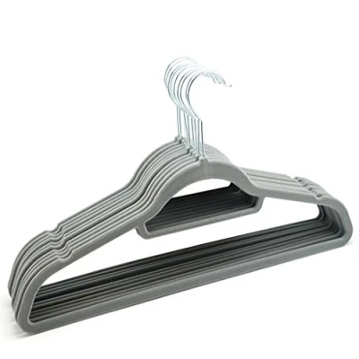 Image of Guaranteed4Less Velvet Coat Hangers 80 Pack Non Slip Slim Clothes with Tie Bar Heavy Duty Grey 360 Degree Hook for Coat, Suit, Trousers &amp; Dresses (80, Grey)