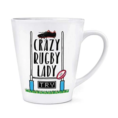 Image of Crazy Rugby Lady 12oz Latte Mug Cup