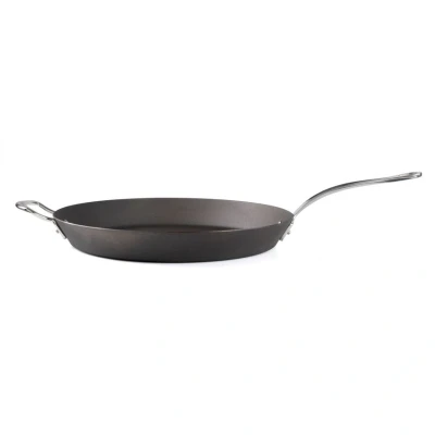 Image of Samuel Groves Professional Seasoned Carbon Steel Range Frying Pan, Balti Dish and BBQ Melting Pot, Indestructible Construction for Cooking Any Made in England (14&quot; Pan)