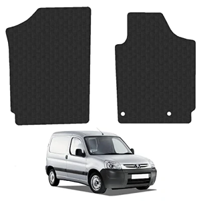 Image of Rubber Floor Mats for the Peugeot Partner (1996 2008) UK Models Custom Van Accessory Tailored fit Heavy Duty, Waterproof &amp; Anti Slip Work with Clips
