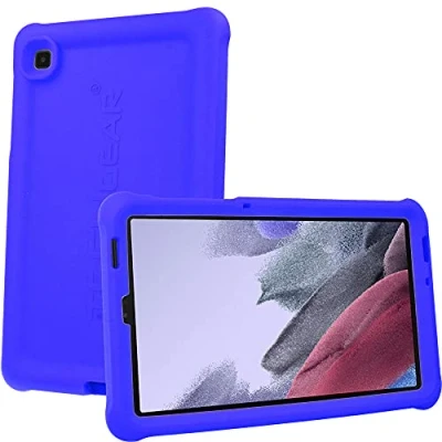 Image of TECHGEAR Bumper Case fits Samsung Galaxy Tab A7 Lite 8.7&quot; 2021 (SM T220 / SM T225) Rugged Shockproof Soft Silicone Protective Easy Grip Anti Slip Body with Screen Film, Kids Proof [Blue]